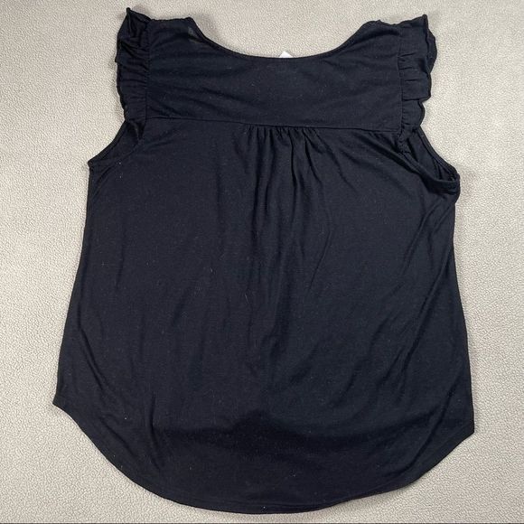 4/$32 No Boundaries📌 size large black ruffle sleeve button up lace & front knot - Picture 10 of 11